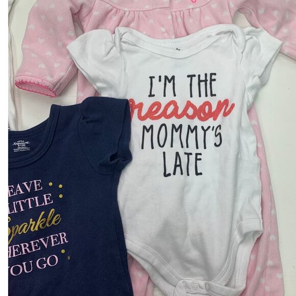 9 Baby Girls 9-12 Months One Piece Snap Up Sleepers Outfits Clothes Lot - Picture 4 of 4